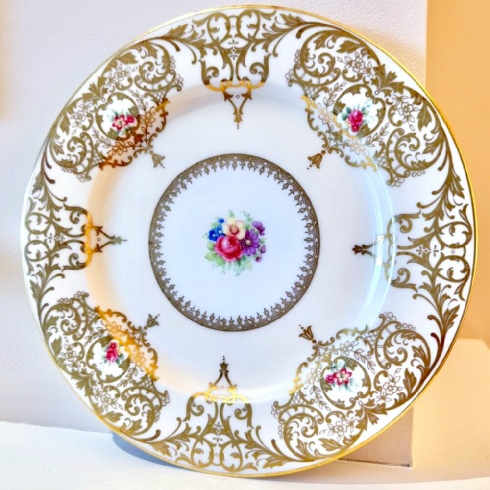 Vintage Royal Bayreuth Floral and Gold Serving Plate